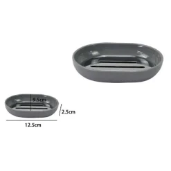 PIATTINO PORTA SAPONE SAPONETTA GRIGIO SILVER ACCESSORI BAGNO 12.5X9.5 CM 79895
