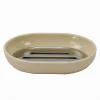 PIATTINO PORTA SAPONE SAPONETTA BEIGE SILVER ACCESSORI BAGNO 12.5 X 9.5 CM 79883