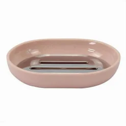 PIATTINO PORTA SAPONE SAPONETTA ROSA SILVER ACCESSORI BAGNO 12.5 X 9.5 CM 79871