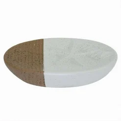 PIATTINO PORTASAPONE SAPONETTA BIANCO DECORO MARINO CON RIGHE MARRONI BAGNO 79270