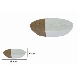 PIATTINO PORTASAPONE SAPONETTA BIANCO DECORO MARINO CON RIGHE MARRONI BAGNO 79270