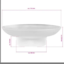 PIATTINO RICAMBIO PORTA SAPONE IN VETRO SATINATO 11CM BAGNO ACCESSORI