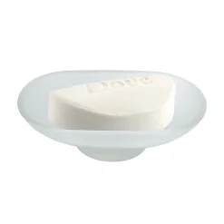 PIATTINO RICAMBIO PORTA SAPONE OVALE IN VETRO SATINATO 13CM BAGNO ACCESSORI