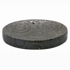 PIATTINO SAPONE PORTASAPONETTA MOTIVO ETNICO NERO ACCESSORIO ARREDO BAGNO 79965