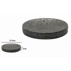 PIATTINO SAPONE PORTASAPONETTA MOTIVO ETNICO NERO ACCESSORIO ARREDO BAGNO 79965