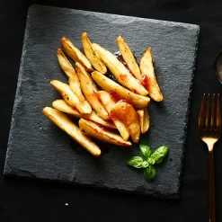 PIATTO IN PIETRA ARDESIA 25x25 CM PORTATA PER CIBI CALDI FREDDI APERITIVI FINGER