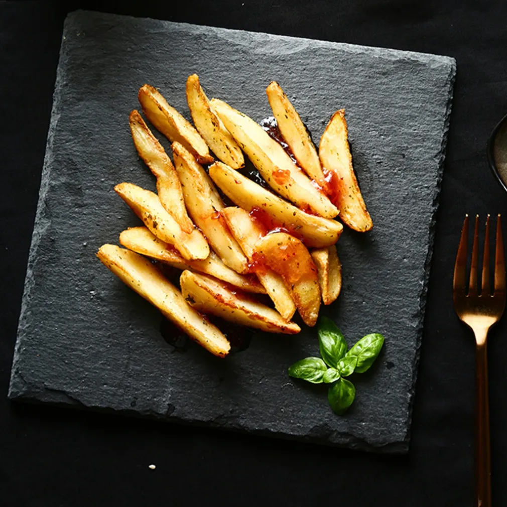 PIATTO IN PIETRA ARDESIA 25x25 CM PORTATA PER CIBI CALDI FREDDI APERITIVI FINGER