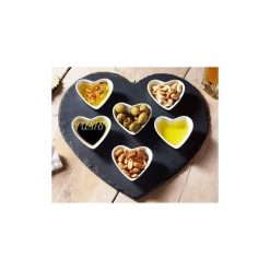 PIATTO IN PIETRA ARDESIA A FORMA DI CUORE 20x20CM PORTATA PER CIBI CALDI FREDDI