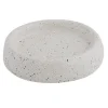 PIATTO PIATTINO PORTA SAPONE BAGNO TONDO CERAMICA BIANCO EFFETTO PIETRA GRANITO 87807