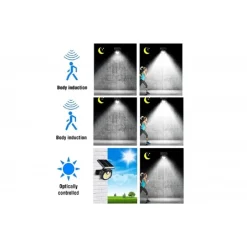 PICCHETTO GIARDINO ENERGIA SOLARE 56 COB LED LUCE FREDDA SENSORE MOVIMENTO B0391