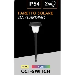 PICCHETTO LED FARETTO PANNELLO SOLARE RGB + CALDO 3000K LAMPADA DECORATIVA IP54 ZQ-FY-T26