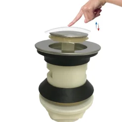 PILETTA UNIVERSALE IN PLASTICA PER LAVABO BIDE DOPPIO CLICK CLACK TAPPO PILETTE