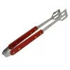 PINZA PER BARBECUE IN ACCIAIO CON MANICO LEGNO GRIGLIA ATTREZZO BBQ