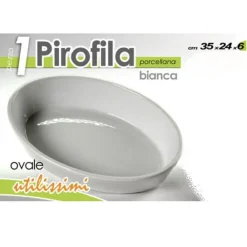 PIROFILA OVALE BIANCA TEGLIA DA FORNO LASAGNERA 35X24,5X6CM IN PORCELLANA 646768
