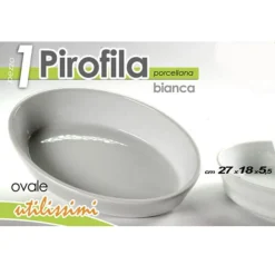 PIROFILA OVALE BIANCA TEGLIA FORNO LASAGNERA 27X18,5X5,5CM IN PORCELLANA 646744