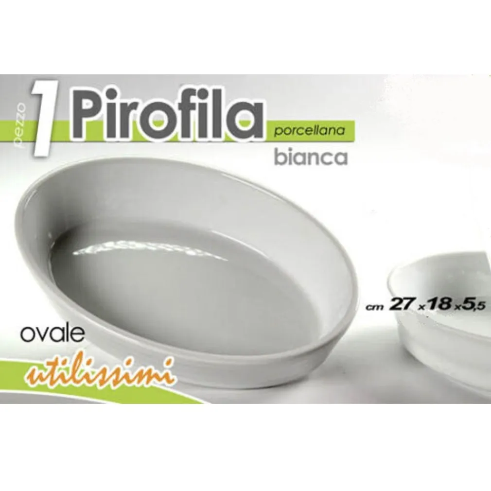 PIROFILA OVALE BIANCA TEGLIA FORNO LASAGNERA 27X18,5X5,5CM IN PORCELLANA 646744