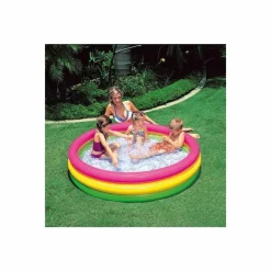 PISCINA 3 ANELLI GONFIABILE COLORE VERDE GIALLO FUCSIA 114 X 25 CM BAMBINI 57412