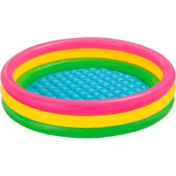 PISCINA 3 ANELLI GONFIABILE COLORE VERDE GIALLO FUCSIA 114 X 25 CM BAMBINI 57412