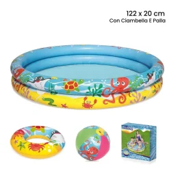 PISCINA 2 ANELLI PER BAMBINI BARRIERA CORALLINA 122X20CM PALLA SALVAGENTE 51124
