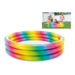 PISCINA ARCOBALENO 168X38CM GRANDE 3 ANELLI GONFIABILE MULTICOLORE GIARDINO 58449