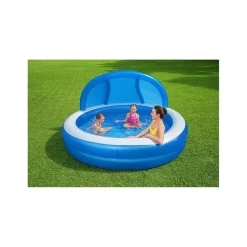 PISCINA FAMILIARE 241X241X140 CM GONFIABILE ROTONDA CON TETTUCCIO SEDUTA 54337