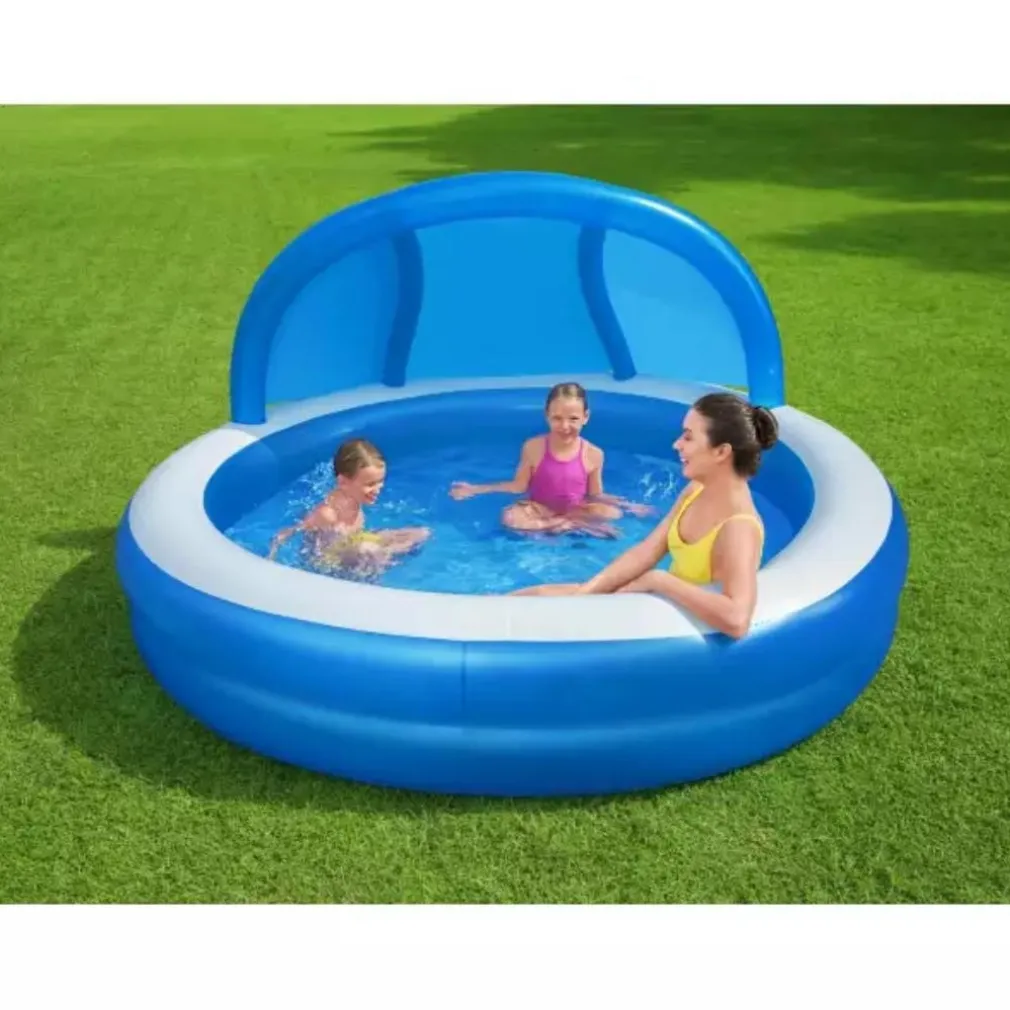 PISCINA FAMILIARE 241X241X140 CM GONFIABILE ROTONDA CON TETTUCCIO SEDUTA 54337