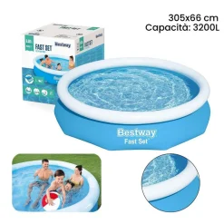 PISCINA FAST SET TONDA FUORI TERRA CON ANELLO GONFIABILE 3200LT 305X66 CM 57456