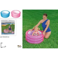 PISCINA FONDO GONFIABILE PER BAMBINI A 3 ANELLI 70X30CM 2 COLORI ASSORTITI 51033