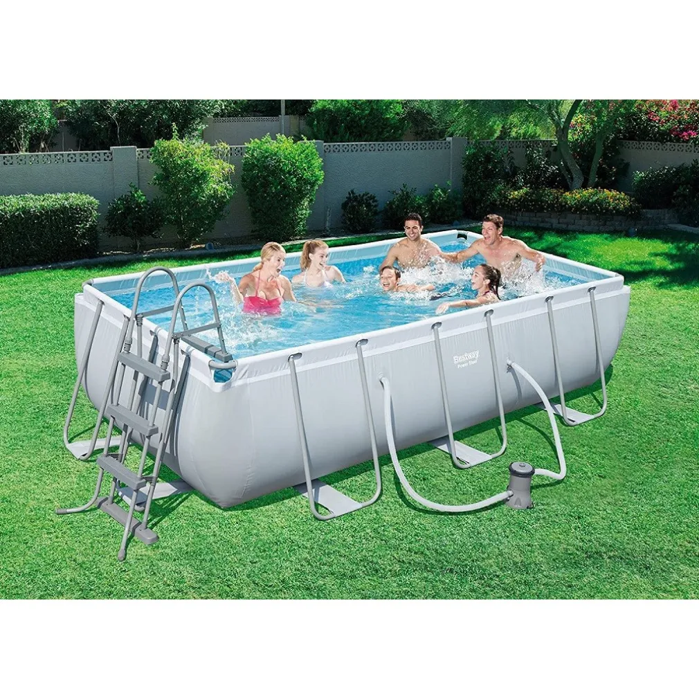 PISCINA FUORI TERRA POWER STEEL FRAME RETTANGOLARE 404 X 201 X 100CM POMPA 56441