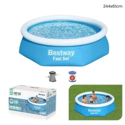 PISCINA FUORI TERRA ROTONDA GONFIABILE 244X61CM FAST SET CON POMPA FILTRO 57450