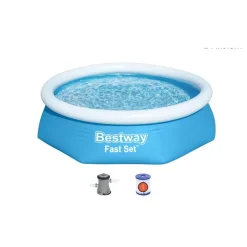 PISCINA FUORI TERRA ROTONDA GONFIABILE 244X61CM FAST SET CON POMPA FILTRO 57450