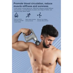 PISTOLA MASSAGGIANTE PROFESSIONALE 4 TESTINE 5 VELOCITÀ FASCIAL GUN RICARICABILE