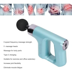 PISTOLA MASSAGGIANTE PROFESSIONALE 4 TESTINE 5 VELOCITÀ FASCIAL GUN RICARICABILE