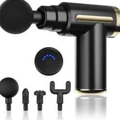 PISTOLA MASSAGGIATORE MUSCOLARE REGOLABILE CON 4 TESTINE PER ALLEVIARE DOLORE