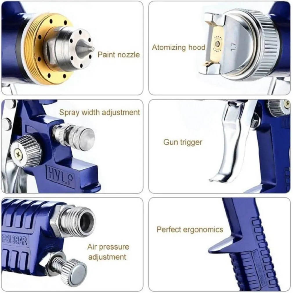 PISTOLA PER VERNICIARE A SPRUZZO HVLP AEROGRAFO CON UGELLO DA 1,4MM COPPA 600CC