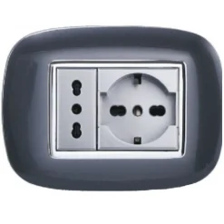 PLACCA OVAL 3 4 6 MODULI ACCIAIO SCURO COMPATIBILE CON BTICINO AXOLUTE