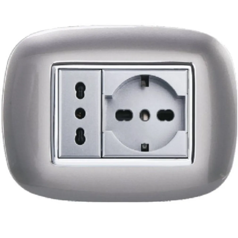 PLACCA OVAL 3 4 6 MODULI COLORE SILVER COMPATIBILE CON BTICINO AXOLUTE