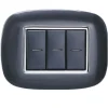 PLACCA OVAL 3 4 6 MODULI COLORE NERO COMPATIBILE CON BTICINO AXOLUTE