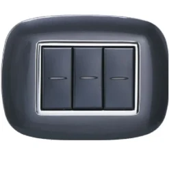 PLACCA OVAL 3 4 6 MODULI COLORE NERO COMPATIBILE CON BTICINO AXOLUTE