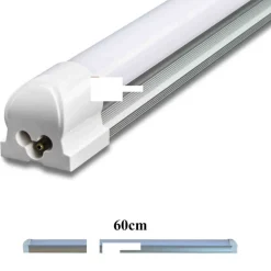 PLAFFONIERA TUBO NEON A LED SMD T8 60CM SUPPORTO NEON IN ALLUMINIO LUCE BIANCA