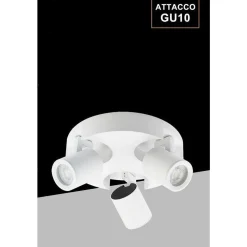 PLAFONIERA 3 DIFFUSORI ORIENTABILE SOFFITTO PARETE TONDA GU10 BIANCO NERO TH8804