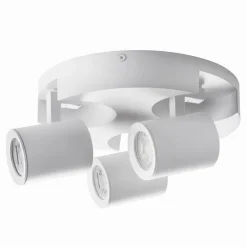 PLAFONIERA 3 DIFFUSORI ORIENTABILE SOFFITTO PARETE TONDA GU10 BIANCO NERO TH8804