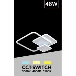 PLAFONIERA A 3 QUADRATI A LED A TRIPLA COLORAZIONE DI LUCE 48 W ULTRA MODERNO C31-3C