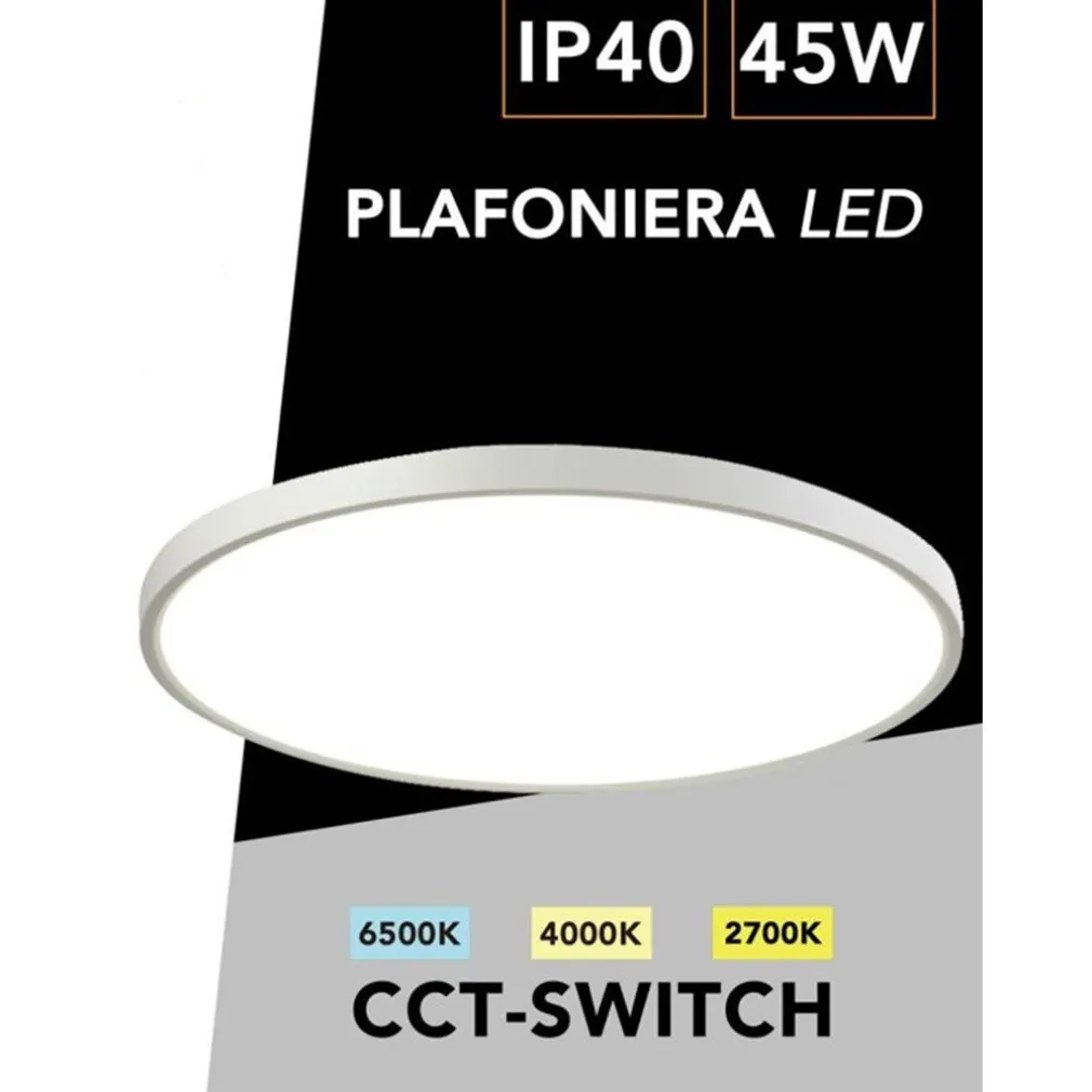 PLAFONIERA A LED SLIM 45 W IP40 CON TECNOLOGIA CCT DA 6500K A 2700K CON SWITCH LV600-3C