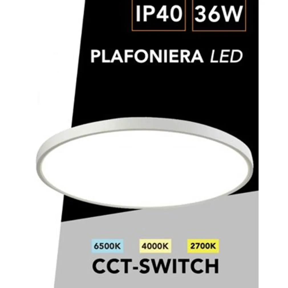 PLAFONIERA A LED SLIM 36W IP40 CON TECNOLOGIA CCT DA 6500K A 2700K CON SWITCH LV480-3C