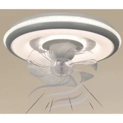 PLAFONIERA A VENTOLA LUCE 3200K-6500K LAMPADA TONDA DA SOFFITTO VENTILATORE 33214