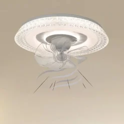 PLAFONIERA CRISTALLO CON VENTOLA LAMPADA SOFFITTO VENTILATORE LUCE 3200K-6500K 33221