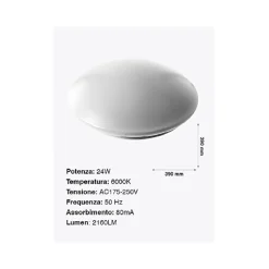 PLAFONIERA DA SOFFITTO FARETTO LED 24W TONDO ROTONDO PANNELLO 2160LM 39CM DESIGN MODERNO