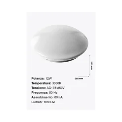 PLAFONIERA DA SOFFITTO FARETTO LED 12W TONDO PANNELLO LUCE 1080LM 26CM DESIGN MODERNO