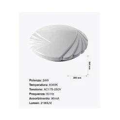 PLAFONIERA DA SOFFITTO FARETTO LED 24W TONDO VENTAGLIO PANNELLO 2160LM 39CM DESIGN MODERNO